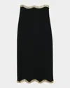 Sandro Long Knitted Skirt With Chain Detail In Black