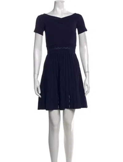 Pre-owned Sandro Cashgora Mini Dress In Blue