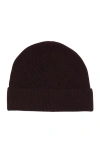 Sandro Cashmere Ribbed Turn Up Beanie In Mahogany