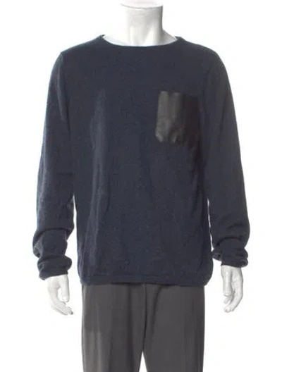 Pre-owned Sandro Cashmere Crew Neck Pullover In Blue