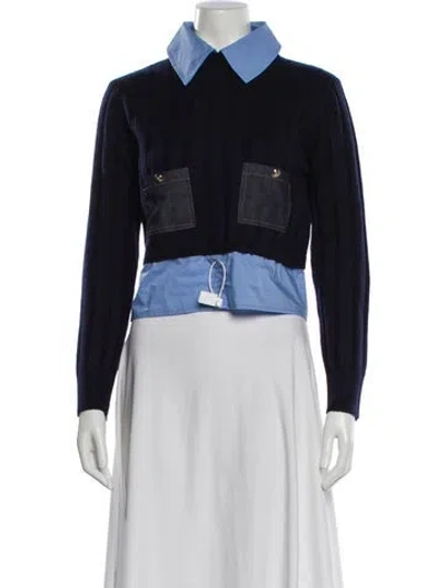 Pre-owned Sandro Cashmere Graphic Print Sweater In Blue