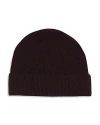 Sandro Cashmere Ribbed Turn Up Beanie In Mahogany