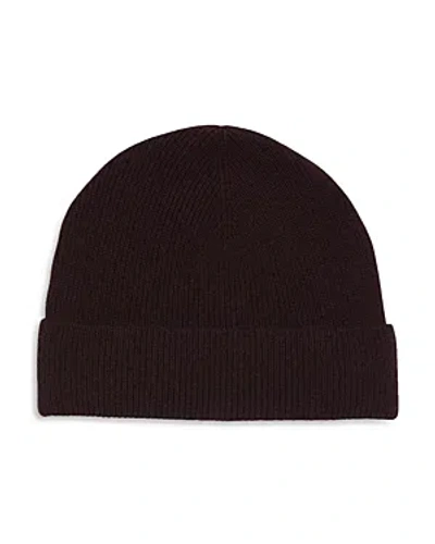 Sandro Cashmere Ribbed Turn Up Beanie In Brown