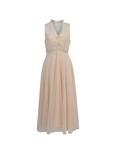 Pre-owned Sandro Cassy Ruffled Dress In Neutrals