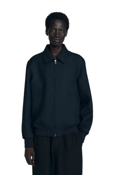 Sandro Casual Zip-up Jacket In Blue