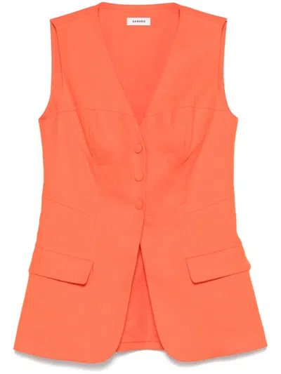 Sandro Catalina Waistcoat In Orange