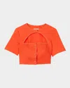 Sandro Linen-blend Tailored Cut-out Top In Orange