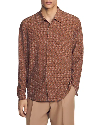 Sandro Catena Chain Print Shirt In Brown
