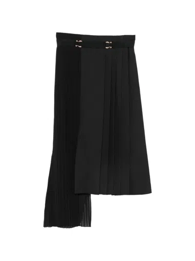 Sandro Cecilia Asymmetric Pleated Skirt In Black