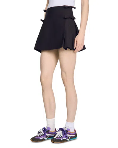Sandro Cedriala Wool Blend Pleated Mini Skirt In Blue