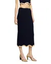 Sandro Long Knitted Skirt With Chain Detail In Black