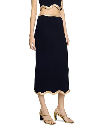 SANDRO CHAIN TRIM MIDI SKIRT