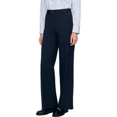 SANDRO SANDRO MINIMAL CHALK-STRIPED TROUSERS