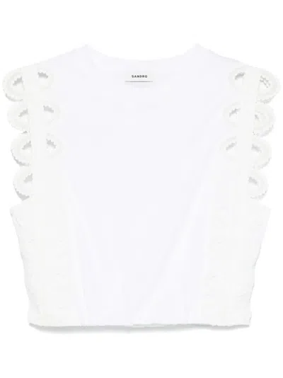 Sandro Chantilly Top In White