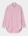 Sandro Embellished Striped Shirt In Pink