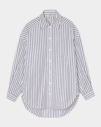 Sandro Charlie Rhinestone Striped Shirt In Naturels