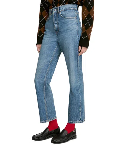 Sandro Charmant High Rise Straight Leg Jeans In Blue Jean