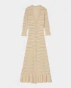 Sandro Charmante Knit Button-front Midi Dress In Beige