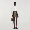 Sandro Short Checked Pleated Skirt