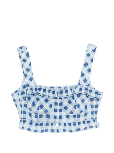 Sandro Check-pattern Top In Blue