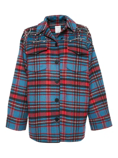 Pre-owned Sandro Check-print Shirt In Blue