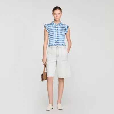 Sandro Check Smocked Shirt