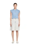 Sandro Check Smocked T-shirt In Blue