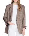 Sandro Check Suit Jacket In Brown