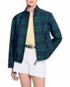 Sandro Checked Jacket In Blue