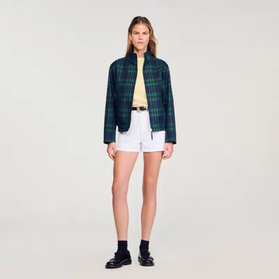 Sandro Checked Jacket In Green