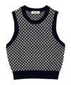 Sandro Checked Knit Top In Black