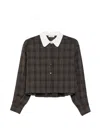 Sandro Checked Long-sleeve Shirt In Brown