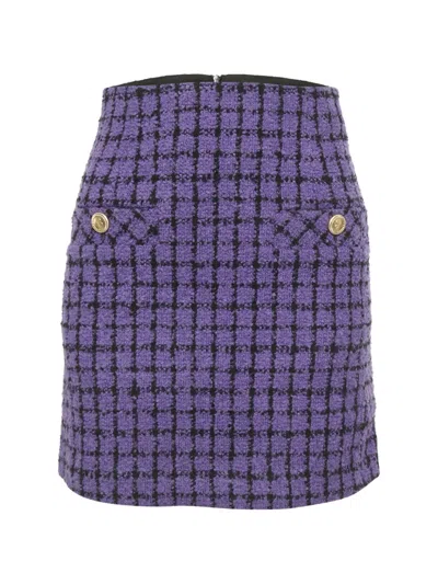 Pre-owned Sandro Checked Mini Skirt In Purple