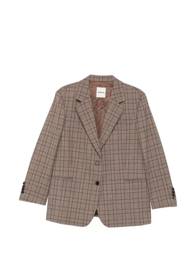 SANDRO CHECKED OVERSIZED BLAZER