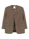 Sandro Checked-pattern Blazer In Brown