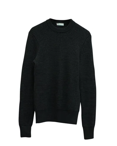 Sandro Checked Pattern Texture Sweater In Dark Grey Wool