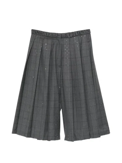 Sandro Checked Rhinestone-embellished Shorts In Gray