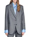 Sandro Crystal-embellished Checked Blazer In Gray