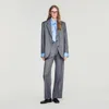 Sandro Checked Wool Jacket In Gray