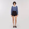 Sandro Checkered Shirt With Removable Tie In Blue