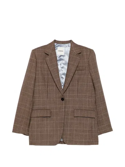 Sandro Blazer Mit Karomuster In Brown
