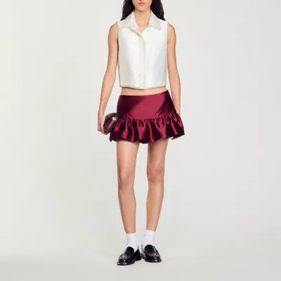 Sandro Chemise Courte Strassée In White