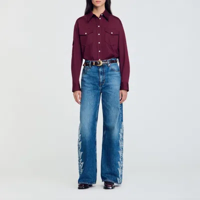 Sandro Chemise En Coton In Burgundy