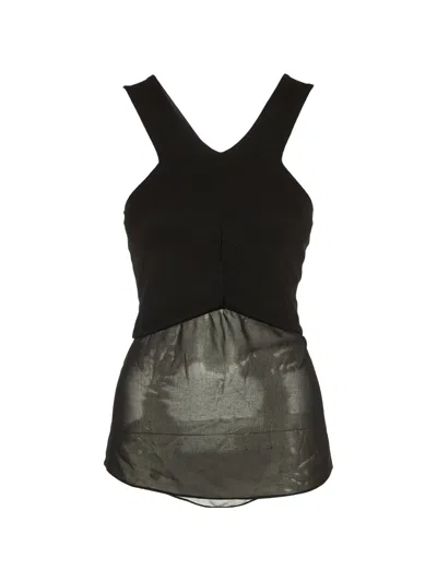 Pre-owned Sandro Chiffon-panel Halterneck Top In Black