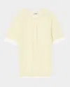 Sandro Pointelle-knit Short-sleeve Sweater In Light Yellow