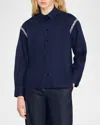 Sandro Rhinestoned Cotton Shirt In Navy Blue