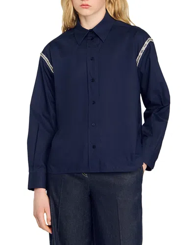 Sandro Claire Shirt In Navy Blue