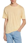 Sandro Clash Linen Crewneck T-shirt In Yellow