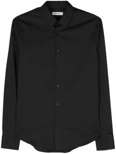 Sandro Classic-collar Poplin Shirt In Black