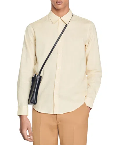 Sandro Classic Fit Button Down Shirt In Beige